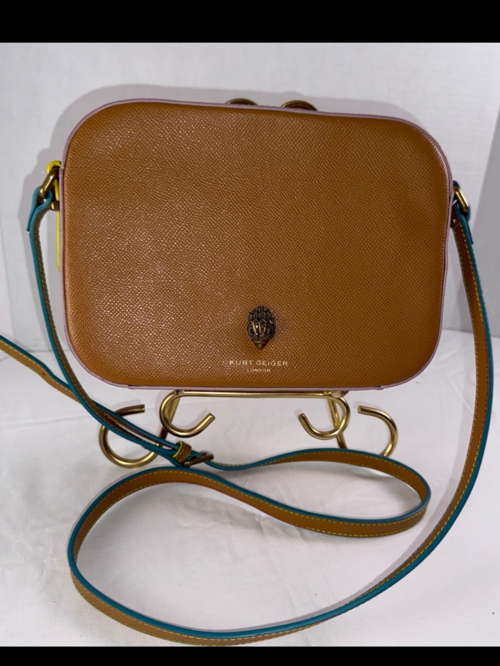 Kurt Geiger Richmond Leather Crossbody Camera Bag Rainbow Crystal Camera London